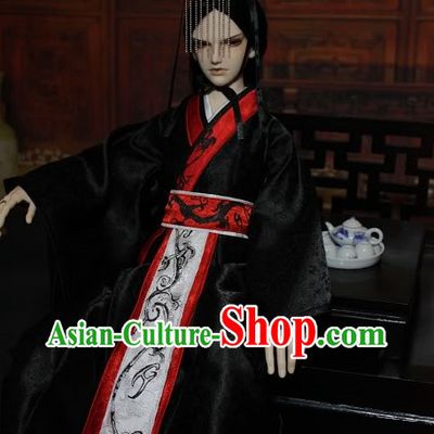 Asian Fashion Black Chinese Emperor Costumes and Crown for Men