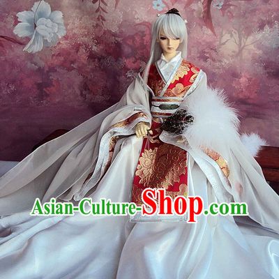 Asian Fashion Chinese Wide Sleeves Traditional White Hanfu Clothing for Adults