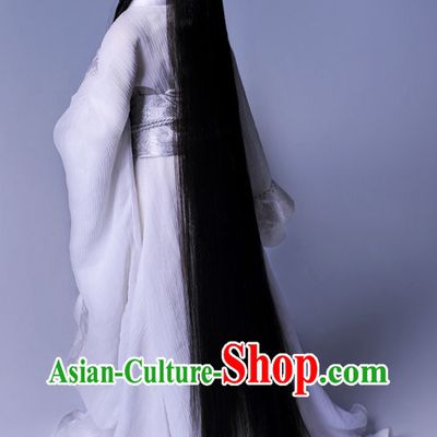 Asian Fashion Traditional Chinese Long White Hanfu Dresses for Men