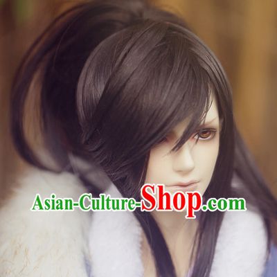 Chinese Traditional White Long Wig for Men