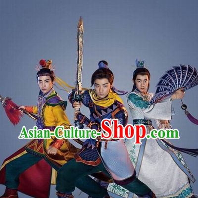 Asian Fashion Traditional Chinese Knight Fan Costume for Men (the right one)