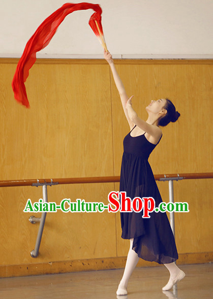 China Red Traditional Long Silk Dancing Fan China Red Traditional Long Silk Dancing Fan