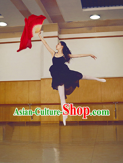 China Red Traditional Long Silk Dancing Fan China Red Traditional Long Silk Dancing Fan