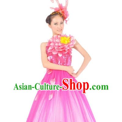 Chinese Flower Contemporary Costumes and Headwear for Women