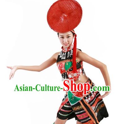 Chinese Dance Costumes Ethnic China Nationality Group Costumes for Women