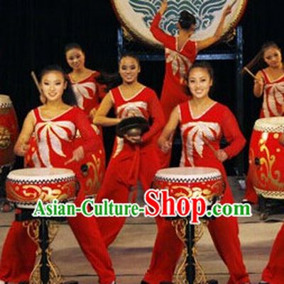 Chinese Drum Dance Costumes Complete Set for Women