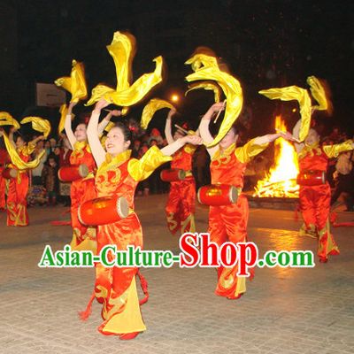 Chinese Waist Drum Girl Dancewear Dance Costumes Complete Set for Women