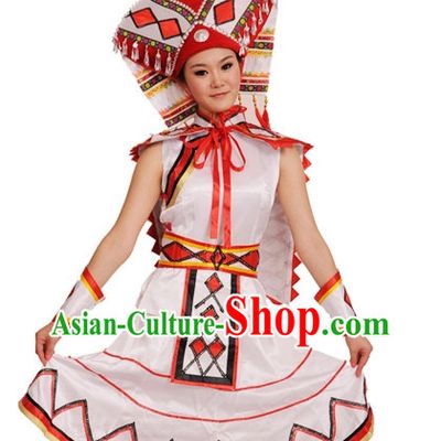 China Shop Chinese Zhuang Ethnic Dance Costumes Girls Dancewear for Women