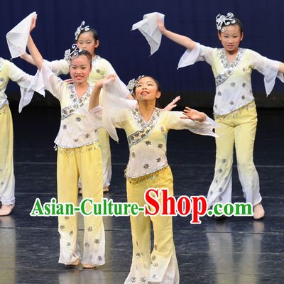 China Kids Fan Dance Costumes Ballerina Costume Burlesque Costumes Salsa Costumes