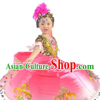 China Kids Xinjiang Dance Costumes Ballerina Costume Burlesque Costumes Salsa Costumes
