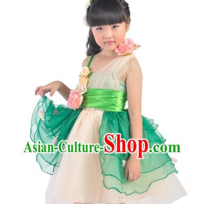 Custom Made Chinese Kid Dance Costumes Ballerina Costume Burlesque Costumes Salsa Costumes