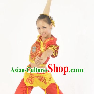 Custom Made Asian Kids Fan Dance Costume Complete Set