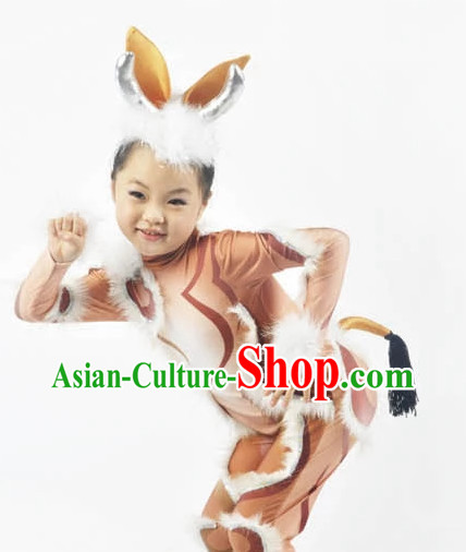 Custom Made Chinese Modern Animal Deer Dance Costumes for Kids