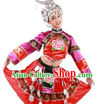 Custom Made Chinese Miao Group Dance Costumes Team Dance Costumes for Women