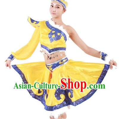Custom Made Chinese Mongolian Minority Group Dance Costumes for Women