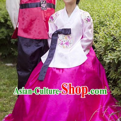 Korean Fashion Traditional Hanbok Wedding Dress and Hat Complete Set for Women