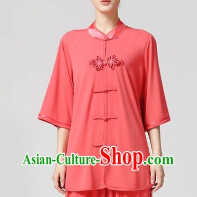 Plain Color Asian Professional Tai Chi Short Sleeved Uniform