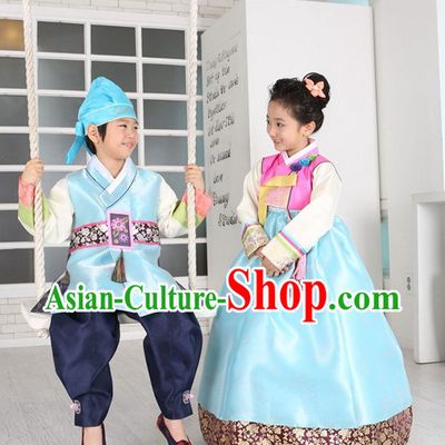 Korean Fashion National Costumes Hanbok Clothes Complete Set for Girls and Boys