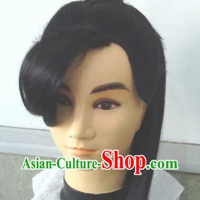 Long Black Chinese Swordsmen Wig