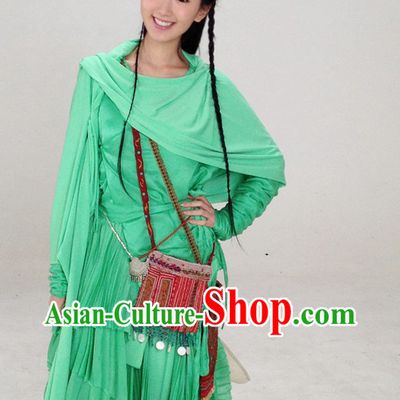 Asian Fashion Green Hanfu Fairy Costumes Complete Set for Girls