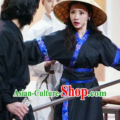 Asian Fashion Chinese Swordswoman Costumes and Hat Complete Set