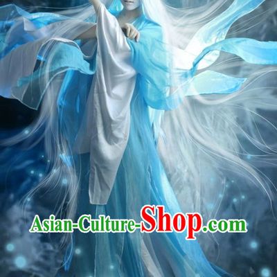 Chinese Costumes Traditional Clothing China Shop Blue White Fairy Cosplay Halloween Costumes