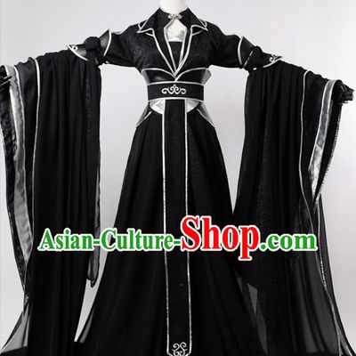 Chinese Black Swordsmen Hanfu Cosplay Halloween Costumes Carnival Costumes for Men