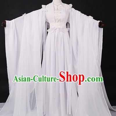 Chinese Pure White Prince Hanfu Cosplay Halloween Costumes Carnival Costumes for Men