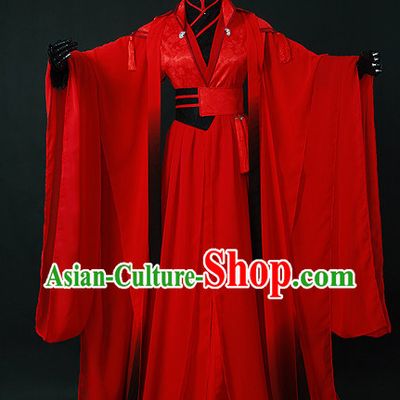 Chinese Red Romantic Wedding Gowns Hanfu Costumes