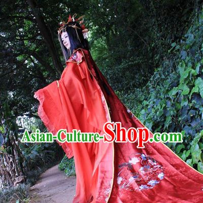 Chinese Red Wedding Hanfu Dresses for Brides