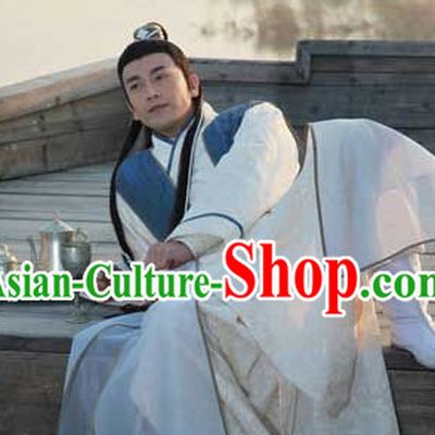 Chinese Swordsmen Kimono Costumes China Civilization and Hair Bands Complete Set for Men