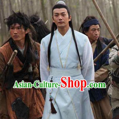 Chinese Swordsmen Costumes China Civilization and Hair Bands Complete Set for Men