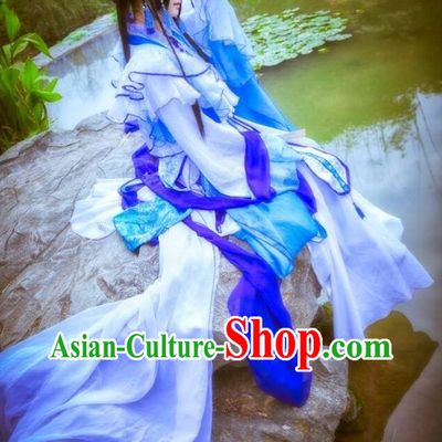 Blue Chinese Empress Cosplay Costumes Asian Fashion Complete Set for Women