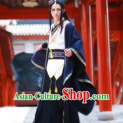 Black Chinese Prince Cosplay Costumes Asian Fashion Complete Set for Men