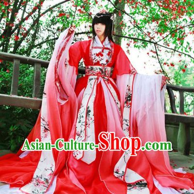 Red Chinese Plum Blossom Princess Cosplay Costumes Asian Fashion Complete Set for Women