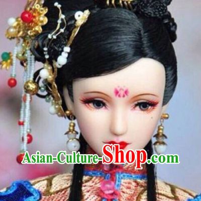 Chinese Traditional Empress Black Wig and Hair Accessories