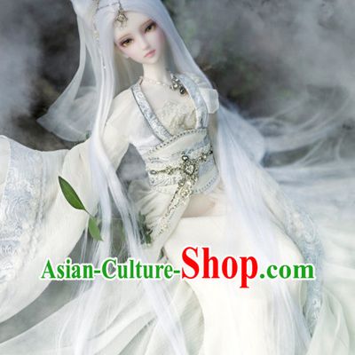 Asian Fashion Chinese White Empress Costumes Hanfu Dresses Complete Set for Women