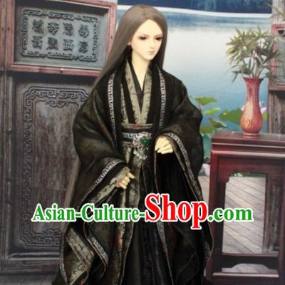 Asia Fashion China Civilization Chinese Black Costumes Hanfu Dresses Complete Set for Men