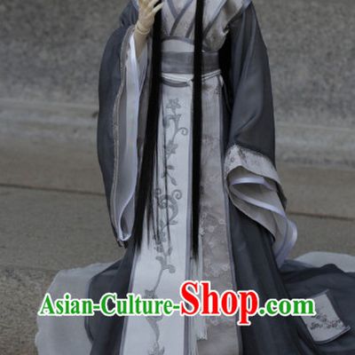 Asia Fashion China Civilization Chinese Swordsman Costumes Hanfu Dresses Complete Set for Men