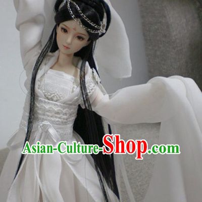 Asia Fashion China Civilization Chinese White Fairy Costumes Hanfu Dresses Complete Set for Women