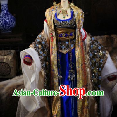 Asia Fashion China Civilization Chinese Empress Costumes and Hair Jewelry Complete Set for Women