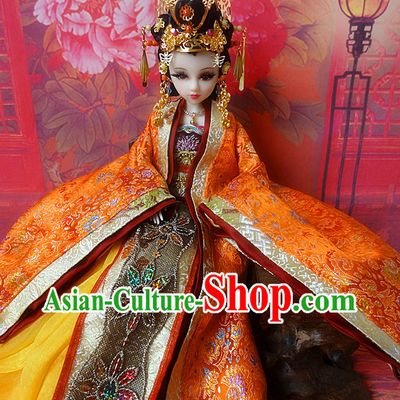 Asia Fashion China Civilization Chinese Princess Hanfu Robe and Hair Accessories Complete Set