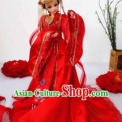 Asia Fashion China Civilization Chinese Empress Wedding Bridal Costume and Hair Accessories