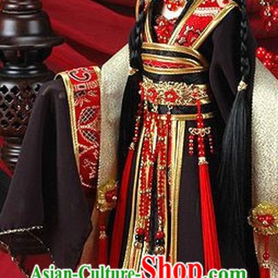 Asia Fashion China Civilization Chinese Queen Costume and Hair Jewelry Complete Set