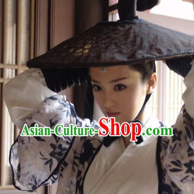 Asian Fashion Chinese Traditional Black Swordman Bamboo Hat for Men or Women