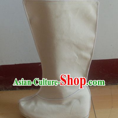 Handmade Asian Chinese Traditional White Boots online Fabric Boots