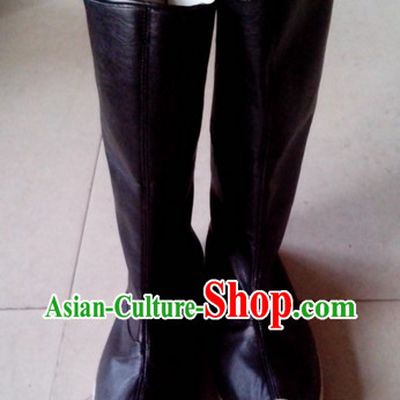 Handmade Asian Chinese Traditional Black Feather Boots online Ancient Hanfu Boots