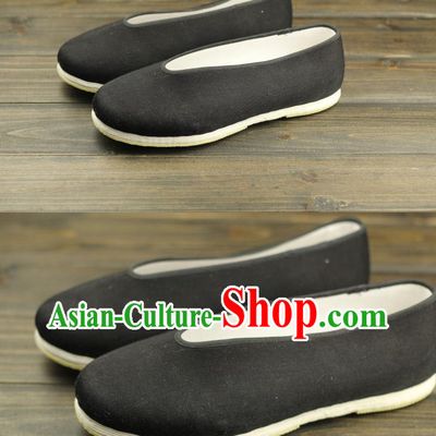 Black Handmade Chinese Traditional Fabric Shoes Footwear