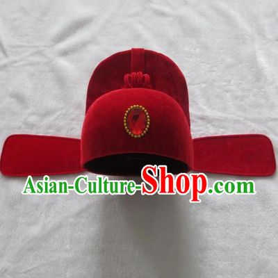 Lucky Red Asian Fashion Oriental Wedding Hat for Men