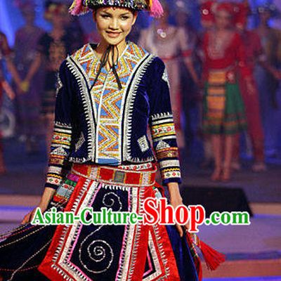 Oriental Chinese Traditional Dress Ethnic Clothing and Hat Complete Set